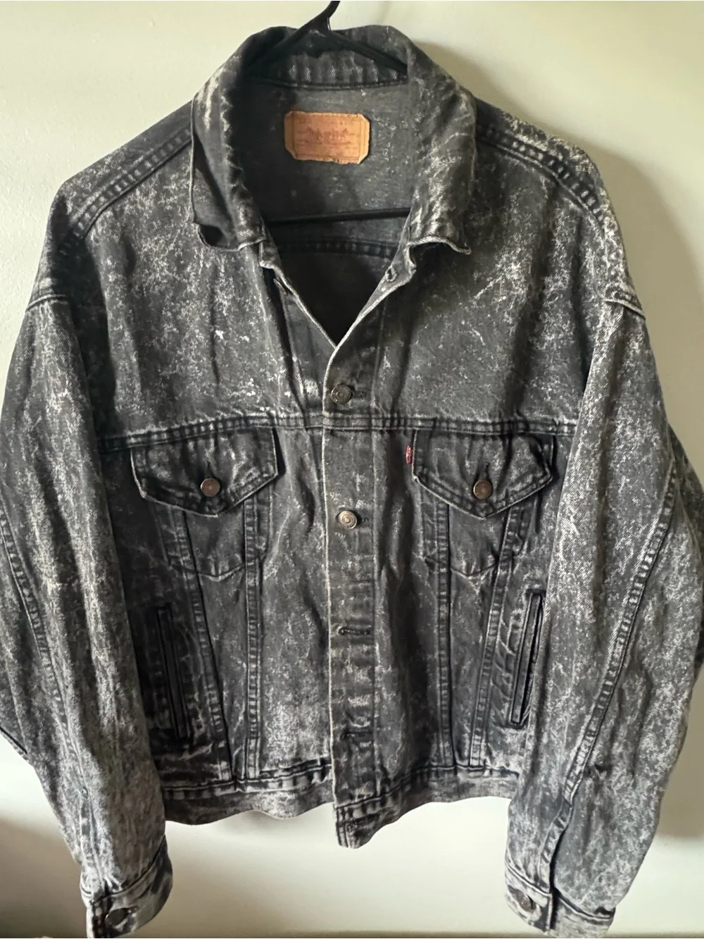 Vintage Levi's Black Acid Wash Denim Trucker Jacket 1988 Style 70507 0253